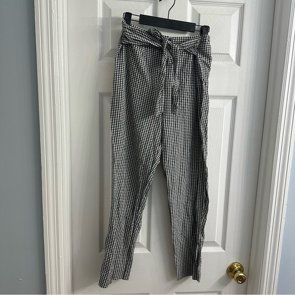 Free People Pants Cropped Gingham Casual Dainty Twee Tie Waist Size 4 Small - Picture 3 of 6